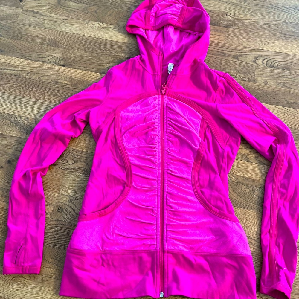 Lululemon hot pink ruched zip up hoodie jacket 8